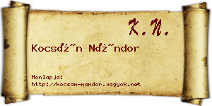 Kocsán Nándor névjegykártya